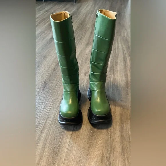 John Fluevog Green Paloma Boots Size 8 - Picture 5 of 12